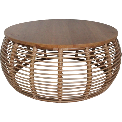 Iris Coffee Table in Rattan & Pine