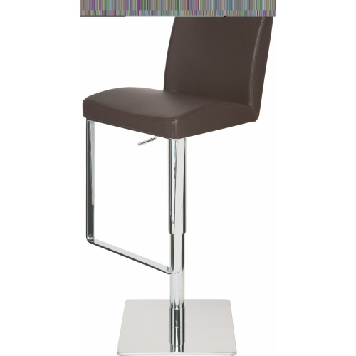 Matteo Adjustable Stool in Brown Leather on Silver Metal Base