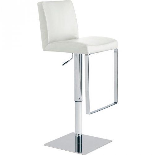 Matteo Adjustable Height Bar or Counter Stool in White Top Grain Italian Leather