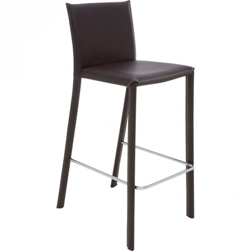 Bridget Counter Height Stool in Brown Leather w/ Contrast Stitch