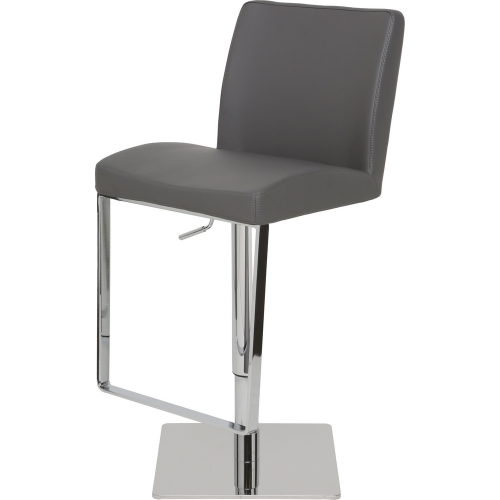 Matteo Adjustable Height Bar or Counter Stool in Grey Top Grain Italian Leather