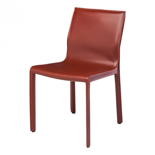 Colter Armless Dining Chair in Bordeaux Red Leather