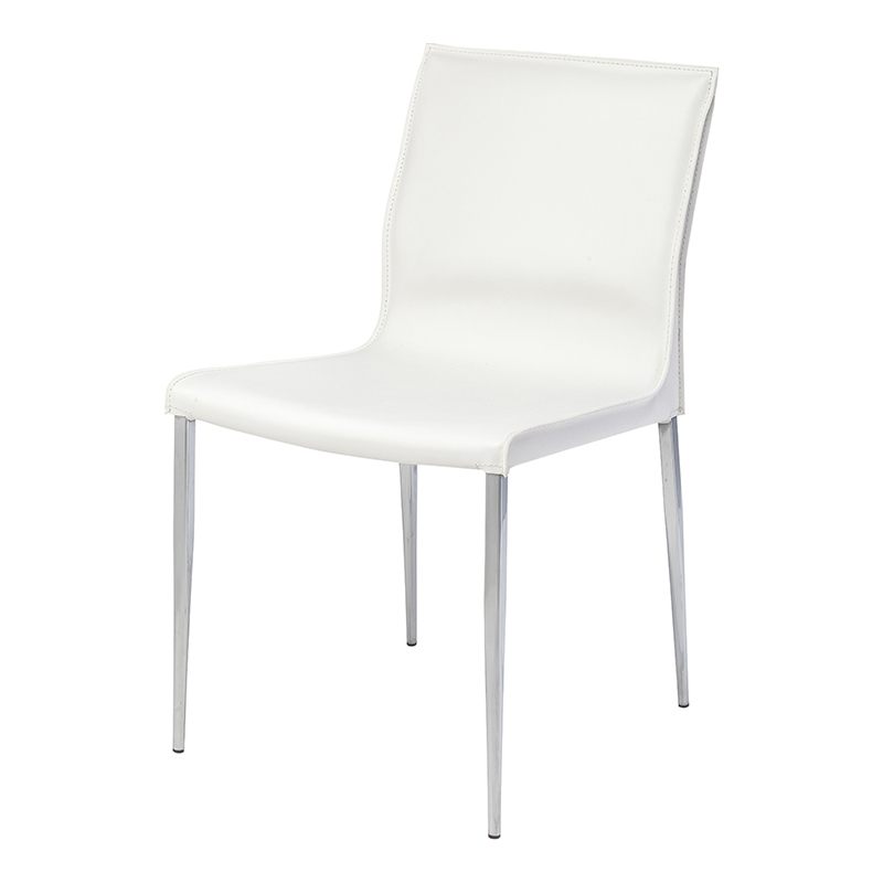 Nuevo HGAR394 Colter Armless Dining Chair In White Leather Chrome   HGAR394 