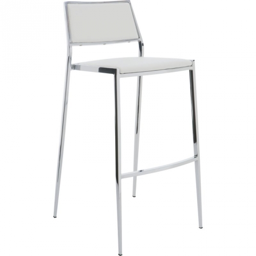 Aaron Stackable Bar Stool in White Naugahyde