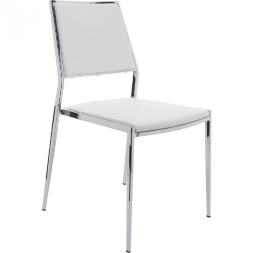 Aaron Stackable Dining Chair in White Naugahyde