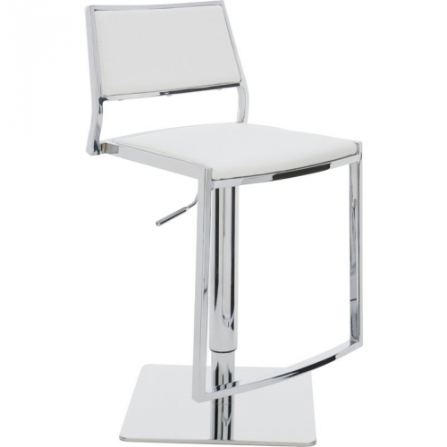 Aaron Adjustable Height Bar or Counter Stool in White Naugahyde