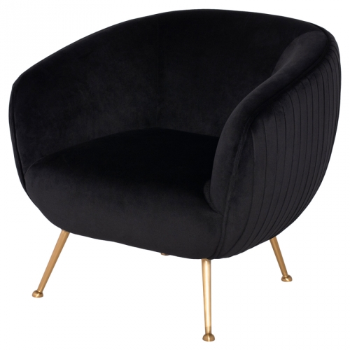 Sofia Accent Chair in Black Fabric on Brushed Gold Stainless Steel