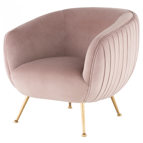 Sofia Accent Chair in Blush Fabric on Brushed Gold Stainless Steel