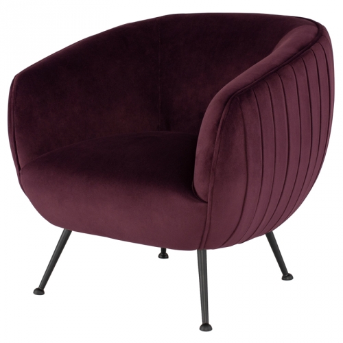 Sofia Accent Chair in Mulberry Fabric on Black Stainless Steel