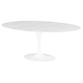 Echo 77" Dining Table in Polished White Marble on White Metal