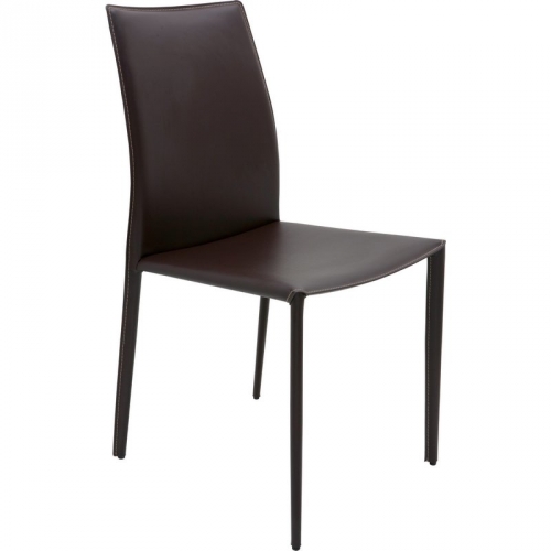 Sienna Dining Chair in Brown Top Grain Leather w/ Contrast Stitch