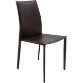 Sienna Dining Chair in Brown Top Grain Leather w/ Contrast Stitch