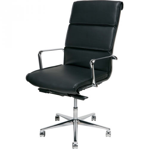 Lucia High-Back Arm Office Chair in Black Naugahyde