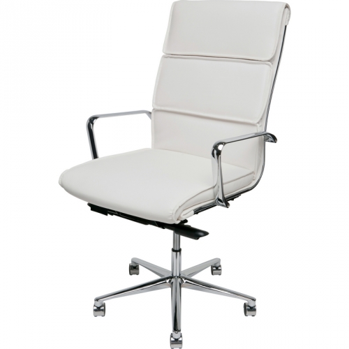 Lucia High-Back Arm Office Chair in White Naugahyde