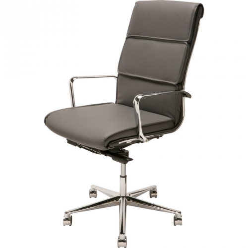 Lucia High-Back Arm Office Chair in Dark Grey Naugahyde