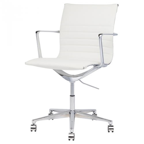 Antonio Office Chair in White Naugahyde w/ Five Star Base