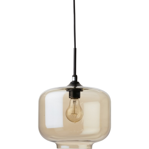 Charles Pendant Lighting in Champagne Glass & Black Metal