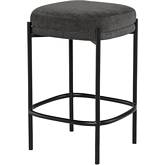 Inna Counter Stool in Cement Fabric & Black Steel