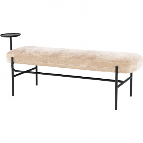 Inna Bench in Almond Fabric & Black Steel