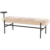 Inna Bench in Almond Fabric & Black Steel