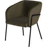 Estella Dining Chair in Safari Green Velour & Black Steel