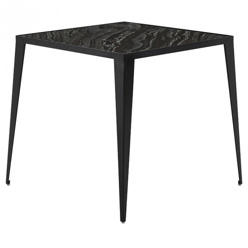 Mink Side Table in Black Vein Marble on Black Metal Base