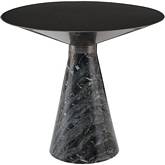 Iris Side Table in Brushed Graphite Stainless & Black Wood Vein Marble