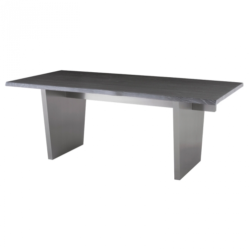 Aiden 78" Dining Table in Oxidized Grey & Brushed Graphite Stainless