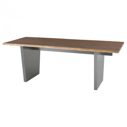 Aiden 78" Dining Table in Seared Oak & Brushed Graphite Stainless