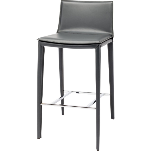 Palma Bar Stool in Grey Leather