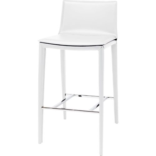 Palma Bar Stool in White Leather