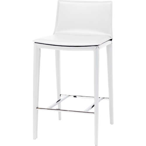 Palma Counter Stool in White Leather