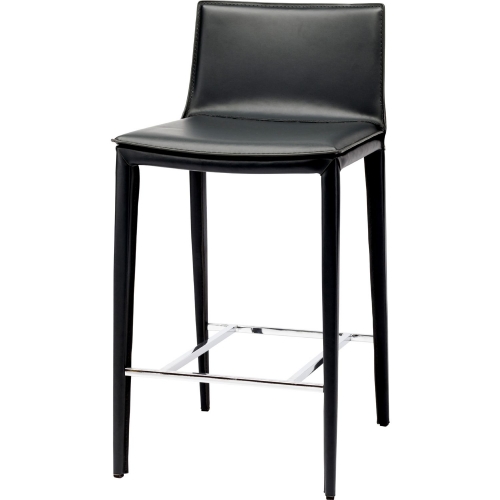 Palma Counter Stool in Black Leather