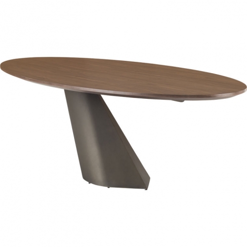 Oblo 94" Dining Table in Walnut Wood Veneer & Bronze Steel