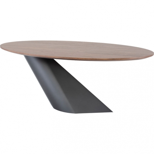 Oblo 78" Dining Table in Walnut Wood Veneer & Titanium Steel