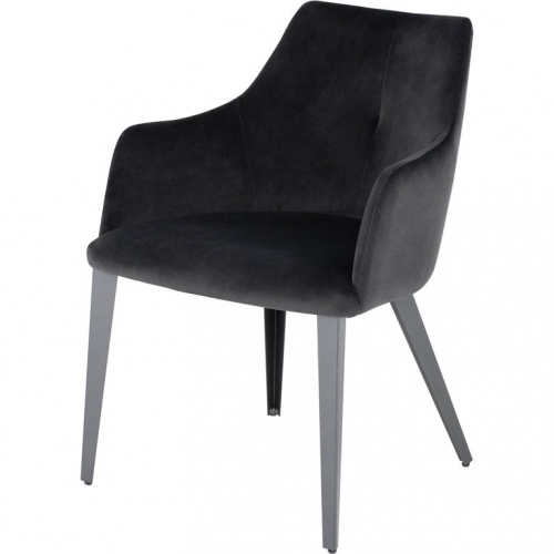 Renee Dining Chair in Shadow Grey Velour & Titanium Steel