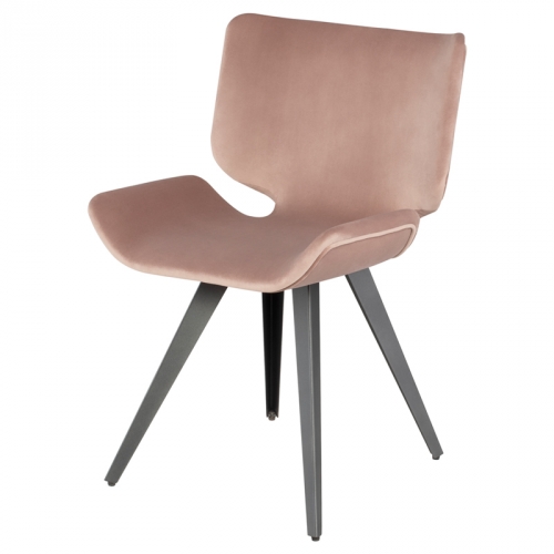 Astra Dining Chair in Blush Fabric on Titanium Steel