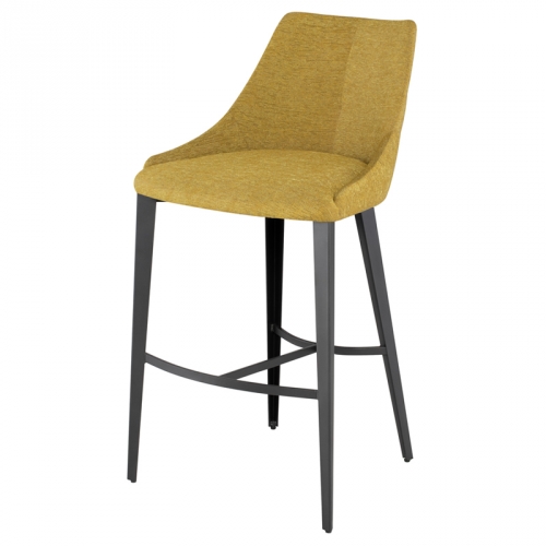 Renee Bar Stool in Palm Springs Yellow Fabric on Black Steel