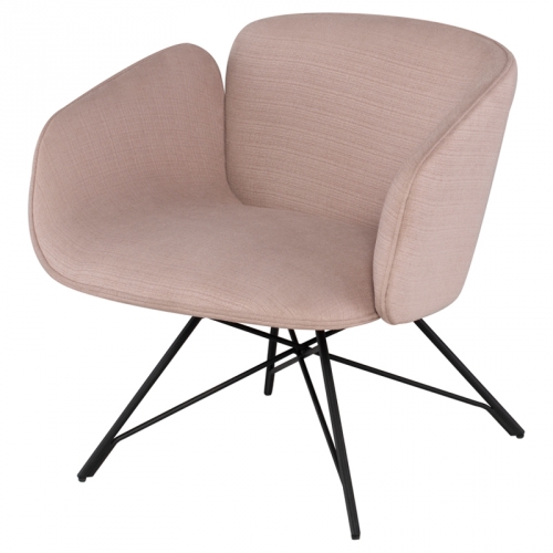 Doppio Accent Chair in Mauve Fabric on Black Steel