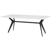 Daniele 78" Dining Table in White Ceramic & Black Steel