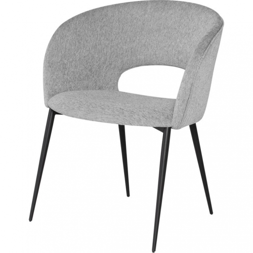 Alotti Dining Chair in Light Grey Fabric & Black Steel