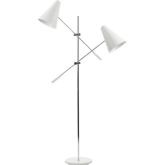 Tivat 2 Light Floor Lamp in White Metal & Chrome