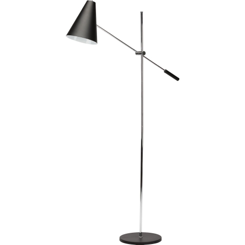 Tivat 1 Light Floor Lamp in Black Metal & Chrome