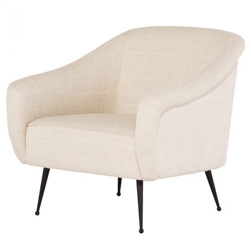 Lucie Accent Chair in Sand Fabric on Black Steel