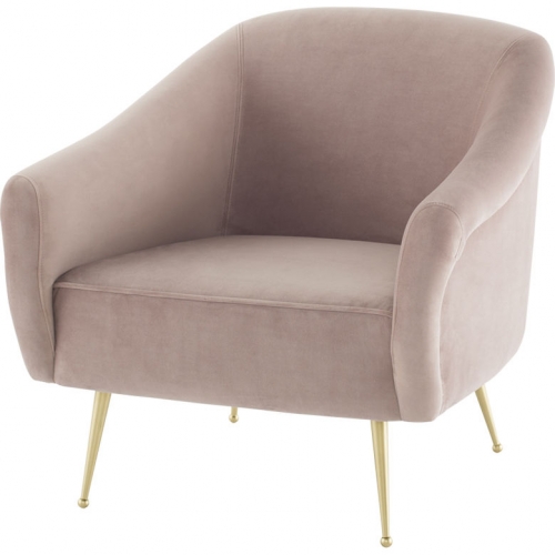 Lucie Accent Chair in Blush Fabric & Brushed Gold Stainless