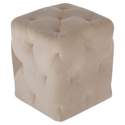 Tufty 15" Ottoman in All Over Tufted Beige Fabric