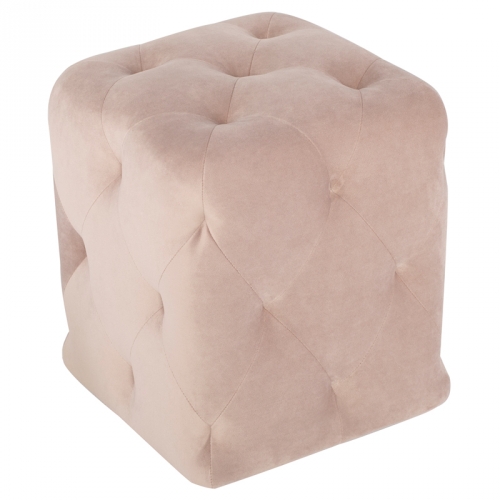 Tufty 15" Ottoman in All Over Tufted Blush Fabric