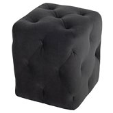 Tufty 15" Ottoman in All Over Tufted Shadow Grey Fabric