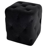 Tufty 15" Ottoman in All Over Tufted Black Fabric