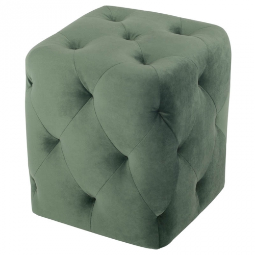 Tufty 15" Ottoman in All Over Tufted Moss Fabric